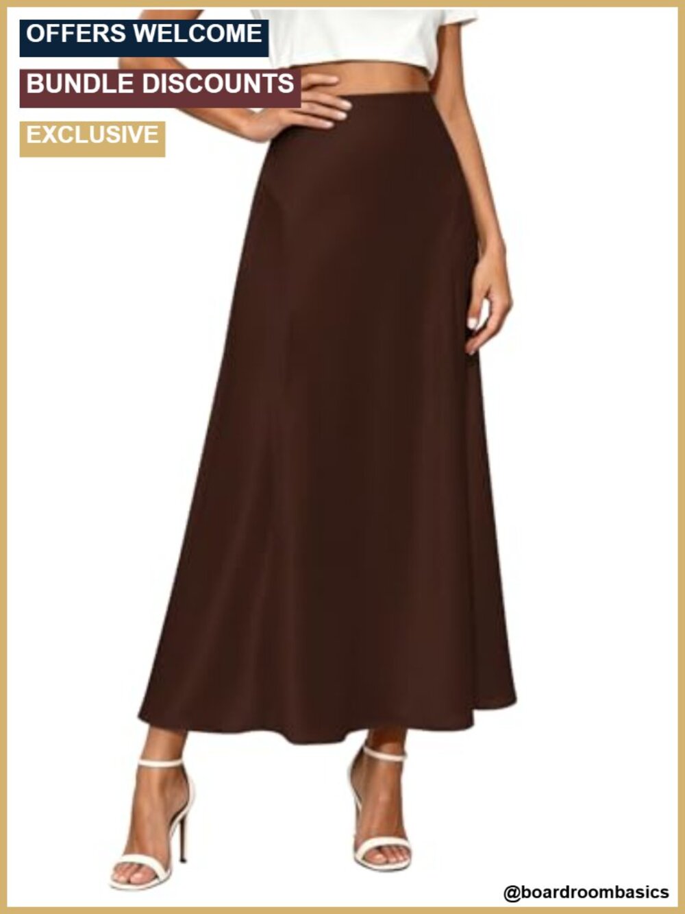 Women's Satin Maxi Skirt A-Line Flowy High Waist Long Skirt